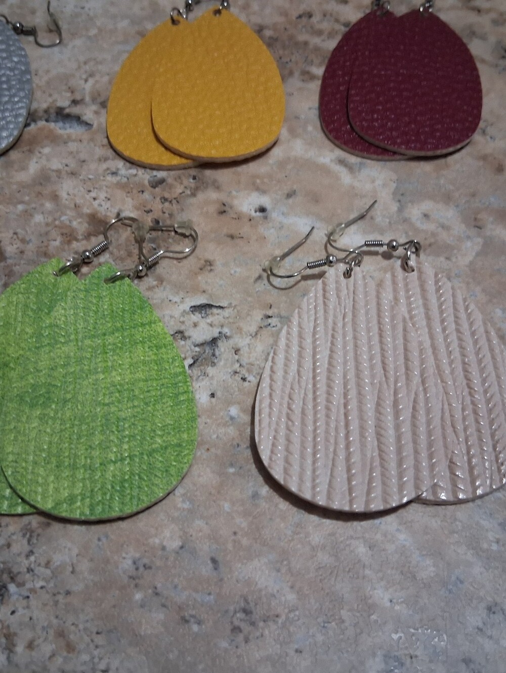 11 Pairs Assorted Teardrop Faux Leather Dangle Earrings - Multi Color Pack - Picture 4 of 9